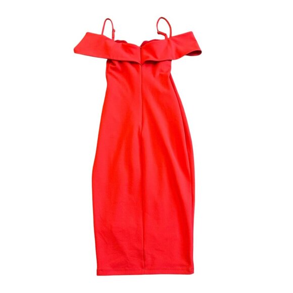 Noookie Bold Red Off-Shoulder Fitted Sheath Dress Spaghetti Strap Size Small - Picture 8 of 12